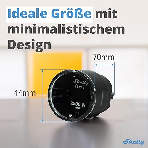 Shelly Plus Plug S Schwarz - WLAN-gesteuerter Steckdose mit Strommessung - 2500 W, 16A | iOS Android APP Fernsteuerung | Google Home und Alexa Zubehör | Sprachsteuerung & Timer - Cheap-Us