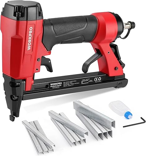 WORKPRO Drucklufttacker Druckluftpistole mit Sicherheitsnase, inkl. 1884 tlg. Klammern Typ 71, 6-16mm, Ölflasche, Innensechskantschlüssel für Möbelherstellung Holzbearbeitung DIY-Projekte - Cheap-Us