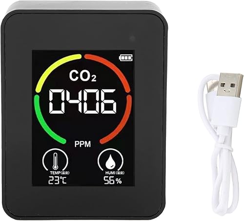 Luftqualitätsmonitor, Luftqualitätsmonitor für Innenräume, Temperatur- und Feuchtigkeitsmonitor, tragbarer Kohlendioxiddetektor,CO2-Detektor-Echtzeitmonitor für Schule,Büro,Fabrik - Cheap-Us