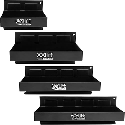 CCLIFE 4tlg Magnet Ablagen Schwarzes 150-210-270-310mm Magnetschale Werkzeug Halterung für Werkstatt Werkzeugwagen - Cheap-Us