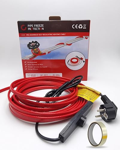 Heizkabel 4M, Begleitheizung Wasserleitung Heizkabel mit thermostat, selbstregulierendes Heizkabel für Metall- und Kunststoffrohre - Cheap-Us