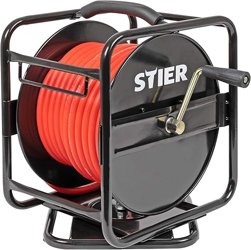 STIER Druckluft Schlauchtrommel inkl. Wandhalterung, Druckluftschlauch SBT-30, max. Druck 20 bar, Ø 8 mm, ausziehbare Länge 30 m, einfaches Aufwickeln - Cheap-Us