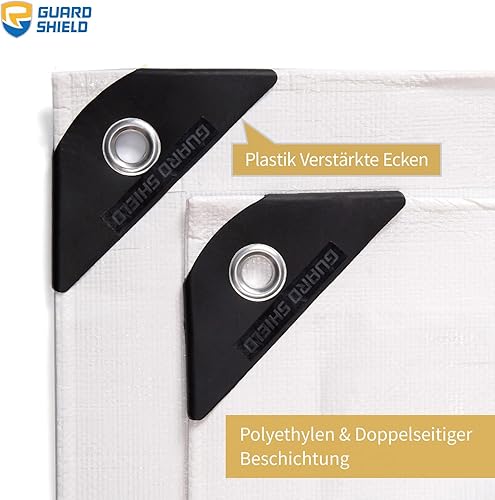 GUARD SHIELD Abdeckplane mit Ösen Wasserdicht 5m x 5m Grün Plane Gewebeplane 160g/㎡ Schutzplane Allzweckplane, Reißfest, UV-stabilisiert, Schimmelresistent - Cheap-Us