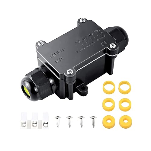 Elezenioc IP68 Wasserdichte Abzweigdose, 2 Wege M20 Verteilerdose Außen Wasserdicht für 5-15 mm Externe Elektrische Stromkabelboxen, Kabelverbinder für den Außenbereich Anschlussdose, Schwarz - Cheap-Us