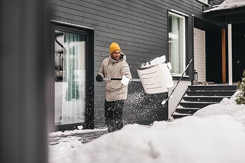 Fiskars Schnee- und Kornschaufel, Blattbreite: 31 cm, Aluminium-Blatt/Birkenholz-Stiel mit Kunststoff-Überzug, 1001637, Holz / Orange / Silber - Cheap-Us