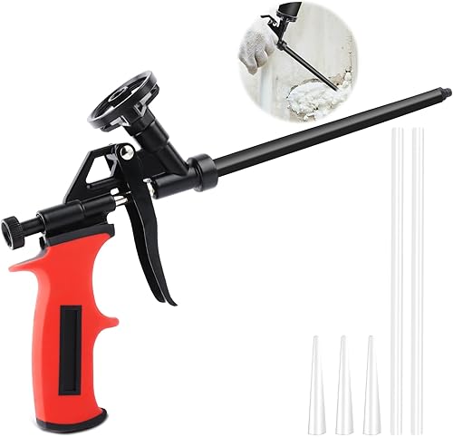 TNOMSNO Schaumpistole, PU Schaumpistole Teflon-beschichtete Bauschaumpistole, Schaumpistole mit Schalter No-Clean mit 5 Schläuchen, Schaumpistole zum Abdichten, Füllen - Cheap-Us