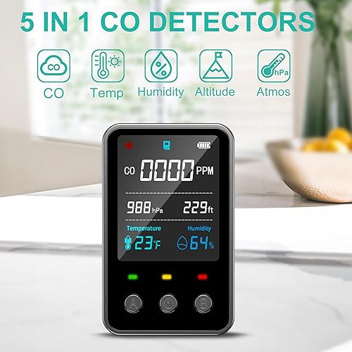 Gedsffati Tragbarer CO-Melder Kohlenmonoxidmelder, Mobiler CO-Warner Warnmelder CO-Messgerät mit Luftdruck- & Meereshöhe- & Temperatur- & Luftfeuchtigkeitsmessungen, für Camping Reise Auto, Orange - Cheap-Us