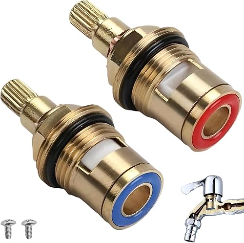 2 Stück Wasserhahn Ventil,Ventiloberteil 1/2 Zoll,Wasserhahn Kartusche,1/2 Zoll Messing Wasserventil Keramik Oberteil Ersatzteile,Ventil Wasserhahn Für Bad Küche (1 Paar Heiß & Kalt) - Cheap-Us
