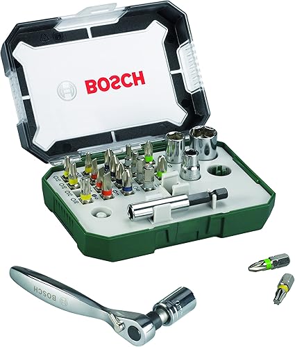 Bosch 26tlg. Schrauberbit- und Ratschen-Set (Extra harte Qualität, mit Adapter, Universalhalter, Zubehör Bohrschrauber und Schraubendreher) - Cheap-Us