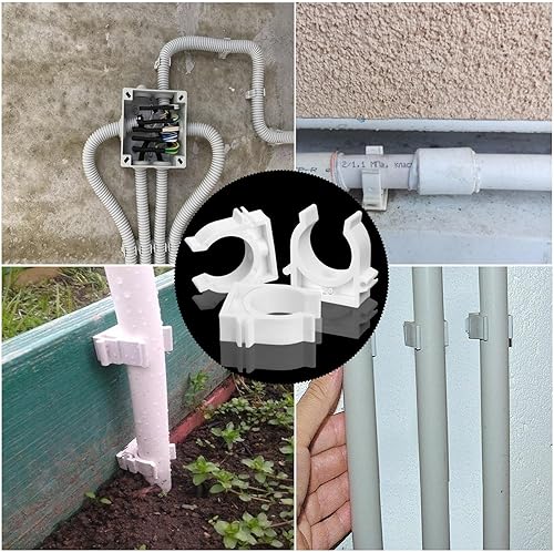 SWTYExt 60 Stück Klemmschelle 20mm Rohrhalterung Weiß Rohr-Klemmschellen Rohrschellen PP Kunststoff Rohrschelle Klemme für Stangenrohr Leerrohr Isorohr - Cheap-Us