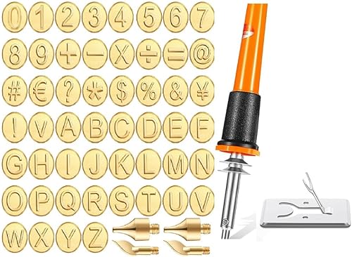 Qerwsdty 56-Teiliges Holzbrennspitzen-Set mit Buchstaben-Holzbrennspitzen-Set, EinschließLich Alphabet-Zahlen-Symbol, EU-Stecker - Cheap-Us