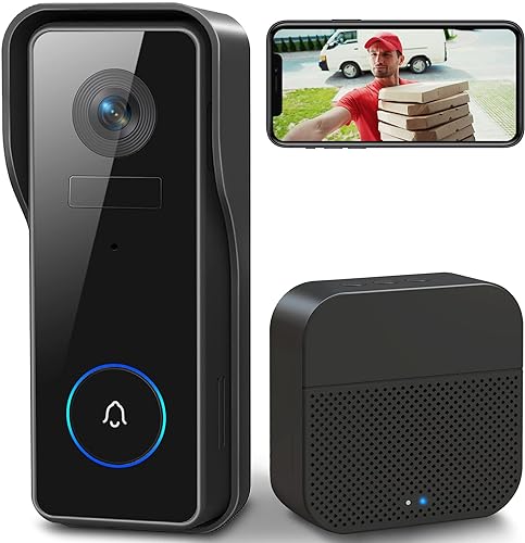 XTU WLAN Video Türklingel mit Kamera 2K HD Kabellose Video Doorbell mit Gong, Smarte Türklingel mit Akku, PIR Personenerkennung, Nachtsicht, 2-Wege-Audio, Unterstützt SD & Cloud-Speicher - Cheap-Us