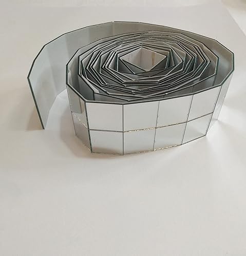 250 Stück 2 cm Glasspiegel-Rollfliesen zum Basteln, 3/4 Zoll Mini-quadratische Glasspiegel-Fliesen, selbstklebende Spiegelstreifen für die Wand (silberner Spiegel, 2,5 m) - Cheap-Us