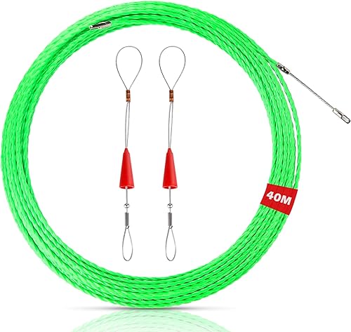 Vegena 40m Kabeleinziehhilfe Einziehfeder Einziehspirale Kabelziehhilfe mit 2 Führungsfeder, Kabel Einzugshilfe Zugdraht für Leerrohre Einziehband Durchmesser 4mm für Einzugsband zur Kabelverlegung - Cheap-Us