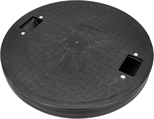 Schachtabdeckung Kunststoff Rund Ø DN600 Schwarz PP Kanaldeckel Schachtdeckel | Abflusssteigrohr Rohr Deckel Zisternendeckel Kl. A15 | Belastung bis 1,5 t Abdeckung gewelltes - Cheap-Us