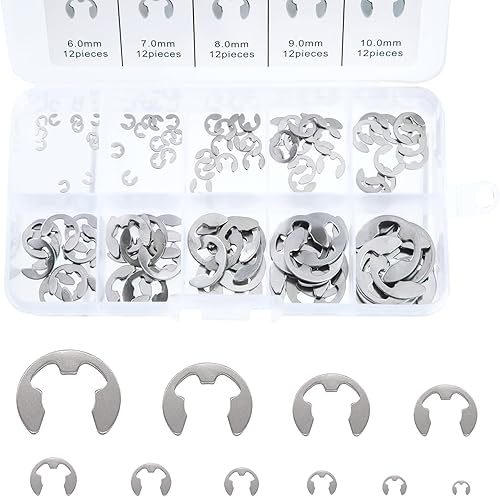 Sicherungsscheiben für Wellen, 120 Stück Edelstahl E-Clip Externe Haltering Snap Sicherungsring Sortiment Kit 10 Größe 1.5/2/3/4/5/6/7/8/9/10 mm für Wellennut Maschine Automotive - Cheap-Us
