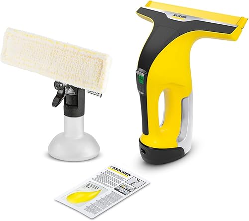 Kärcher Akku-Fenstersauger WV 6 Plus (Extra lange Akkulaufzeit: 100 min, wechselbare Absaugdüse, Sprühflasche mit Mikrofaserbezug, Fensterreiniger-Konzentrat 20 ml, ohne Sonderzubehör) - Cheap-Us