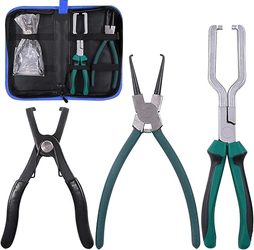 Glarks 3Pcs Fuel Line Pliers Set, 9 Inch Fuel Filter Caliper Hose Pipe Clamp Clip and 80 Degree Disconnect Pliers Set for Auto Maintenance - Cheap-Us