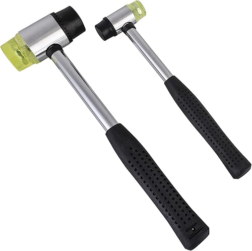Aicharynic Schonhammer, Doppelkopf Gummihammer, 22mm + 35mm Kunststoffhammer, Gummi Hammer Stahlrohrstiel mit Rutschfestem Griff für Holz, Kunststoff, Leder und Kunsthandwerk - Cheap-Us