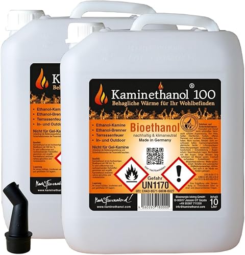 20 L Bioethanol 100% Ethanol 20 Liter Bio Alkohol 10 L Kanister Kamin Ausgießer - Cheap-Us