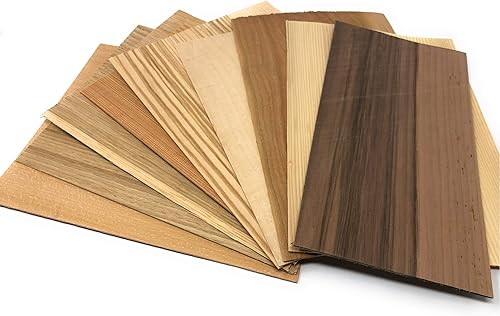 Furnier Set, 9 Starkfurniere in Eiche Lärche Kirschbaum Nussbaum Buche Ahorn und Tanne. Holz Starkfurniere geeignet für Modellbau Intarsien als Bastelset für Handwerker und Bastler - Cheap-Us