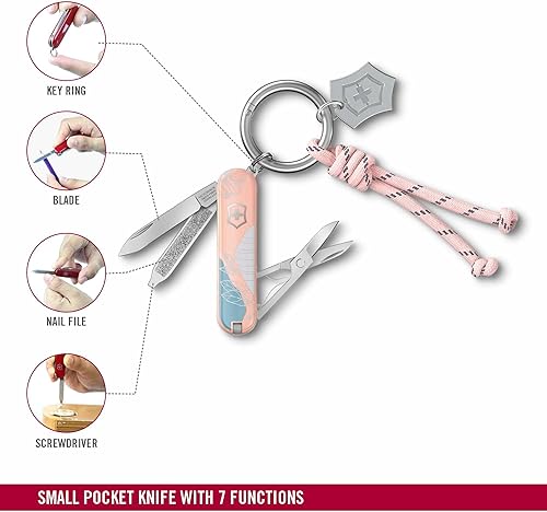 VICTORINOX Taschenmesser Classic SD, 7 Funktionen, Swiss Made, Multitool für Frauen, Schlüsselanhänger, inkl. Geschenkbox, Paris Style (Rosa, Blau) - Cheap-Us