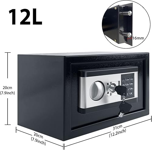 TRMLBE 34L Tresor für Zuhause Möbeltresor 38x30x30cm Safe Tresor Elektronischer mit Digitaler Passwort und 2 Sicherheitsschlüssel Wandtresor für Geld Schmuck, Schwarz - Cheap-Us