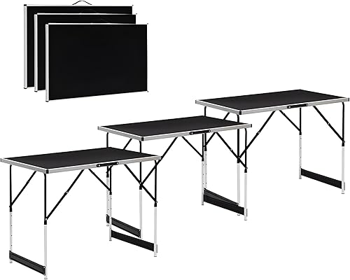 DIVID® Multifunktionstische 3-Teiliges Set, 100x60cm, Tapeziertisch 30 kg Tragkraft je Tisch, Klapptisch, Campingtisch, Flohmarkttisch, Beistelltisch, Mehrzwecktisch, Höhenverstellbar, Mahlertisch - Cheap-Us