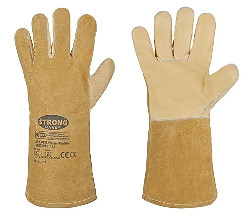 STRONGHAND Welder-Profi 4® Schweißerhandschuhe Größe XL / 10,5 Lange Robuste Hitzebeständige Echtleder-Schutzhandschuhe mit angenehmen Trageklima für Schweißer - EN 388/407/420 - Cheap-Us