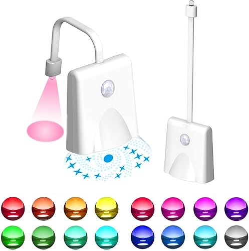 Azonelife Toiletten LED-Licht, Toilette WC Licht mit Projektorlampe 16 Farben Wechsel, USB Ladung Bewegungssensor Lichtsensor Wasserdicht Nachtlicht für Waschraum Badezimmer Toilettenbeleuchtung - Cheap-Us