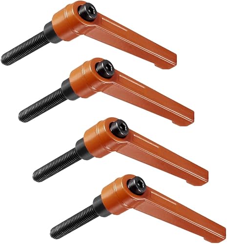 HONGECB Klemmhebelgriff, 4er Einstellbarer Befestigungsgriff, M8 Verstellbare Klemmhebel mit Gewindebuchse, Haltehebel mit Bolzen, für Werkzeugmaschinen, Schweißgeräte (Klemmhebel M8-40mm, Orange) - Cheap-Us