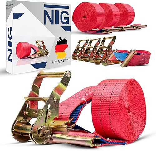 NTG 10 Stück Spanngurte für Kombi Anker Schiene mit Ratsche 2000kg | daN | 5 Meter lang |50mm breit | zweiteilig | Ratschengurt - Cheap-Us