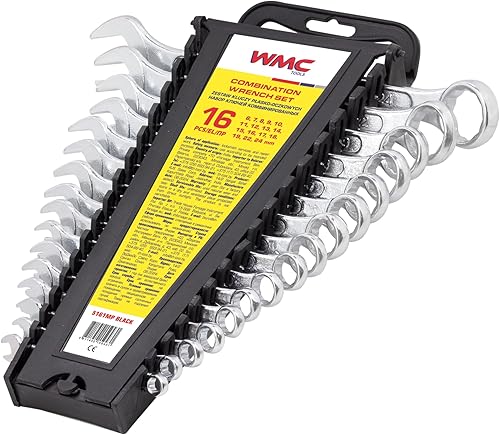 WMC TOOLS | Maul-Ringschlüssel-Satz | 16-tlg. | SW 6mm - 24mm | inkl. Kunststoffhalter | Gabelringschlüssel - Cheap-Us
