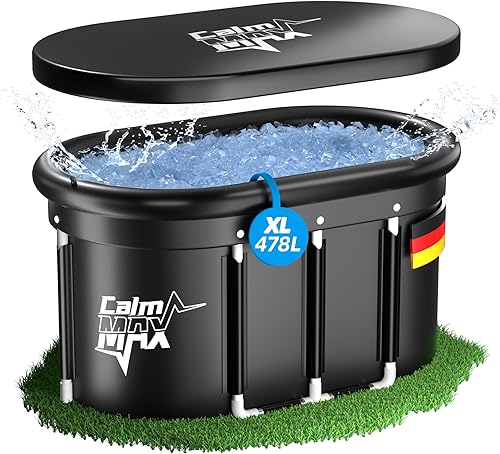 CalmMax Eisbad XL mit Abdeckung und Aufblasbarem Nackenstützring - Faltbare Badewanne Erwachsene, Isolierte Eistonne für Innen und Außenbereich, Kältetherapie für Athleten, Ice Bath für Zuhause - Cheap-Us