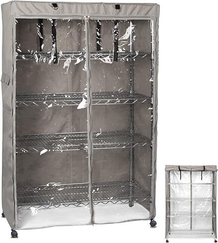 YLOVAN Aufbewahrungsregal-Abdeckung, Drahtregal, staubschutz, passend für Regale 91,4 cm B x 35,6 cm T x 137,2 cm H, eine Seite, durchsichtige Platte (nur Abdeckung) - Cheap-Us