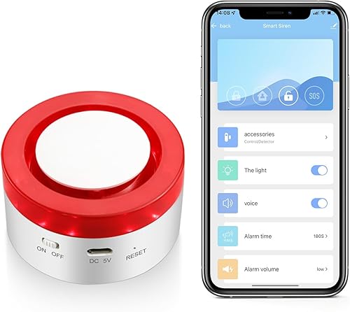 Chatthen Security Sirene, WiFi Alarmanlage Haus mit 120dB Ton und Licht, Innenalarm für Haussicherheit und Smart Home Automation, Tuya Smart/Smart Life Control, kompatibel mit Alexa/Google Assistant - Cheap-Us