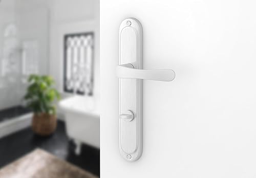 ERGO line MALMO Silber, klassische Türbeschlag für Zimmertüren Langschild Drückergarnitur, Türbeschlag, Türklinke, Türdrücker - Cheap-Us