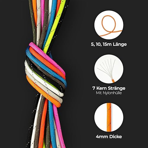 NEU AMZoutdoor® 4mm reflektierendes Paracord 550 Schnur | Reflektierende Paracord Schnur | Outdoor Ausrüstung | Outdoor Camping | Paracord Schnüre (Neon Pink reflektierend, 10 Meter) - Cheap-Us