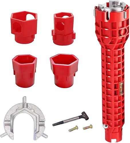 Lunyloer ArmaturenschlüSsel, 14 in 1 Waschbecken SchlüSsel,StandhahnmutterschlüSsel, Multifunktionaler SpüLenschlüSsel für Sink ToilettenschüSsel Waschbecken Küchen Sanitär - Cheap-Us