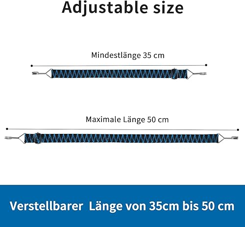 Spanngummi mit Haken,4er Expander Spanngurte mit Haken Verstellbar Gepäckspanner Breit Gummispanner mit Haken 1M für Sackkarre Gepäckträger Fahrrad Motorrad Camping Blau. - Cheap-Us