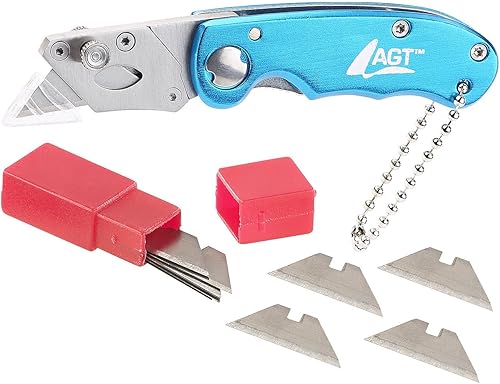 AGT Teppichmesser: Profi-Mini-Cuttermesser mit Klappsystem inkl. 10 Ersatzklingen (Klapp Cuttermesser, Teppichmesser Profi, Papierschneider) - Cheap-Us