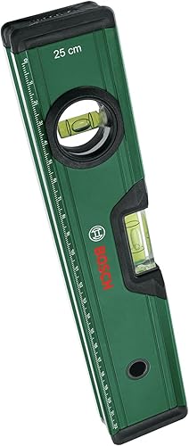 Bosch Wasserwaage 25cm (präzise Ausrichtung mit 2 fluoreszierenden Libellen für horizontales und vertikales Ablesen; metrische Skala; Aluminiumgehäuse; Softgrip-Stoßfänger; V-Nut) - Cheap-Us