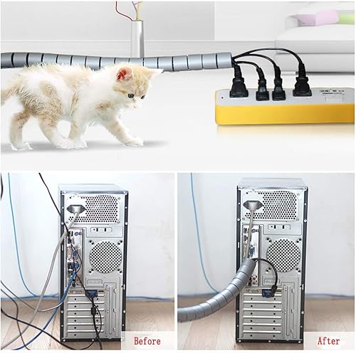 BuxiuGK Universal Kabelschlauch 28mm x 2m aus Kunststoff Flexible Kabelorganisation mit Einziehhilfe Zum Bündeln von Kabeln für Computer,TV,Schwarz - Cheap-Us