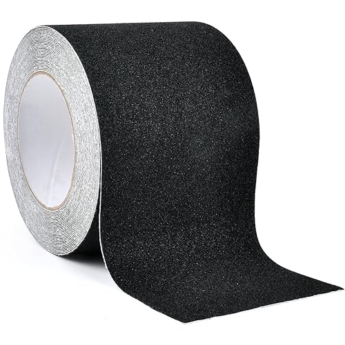 HUMOKI Antirutschband, 10cmx10m Anti-Rutsch-Band Selbstklebend, Antirutschmatte Treppe Außen, Antirutschband Selbstklebend, Anti Rutsch Streifen, für Treppe, Leiter, für Drinnen und Draußen - Schwarz - Cheap-Us