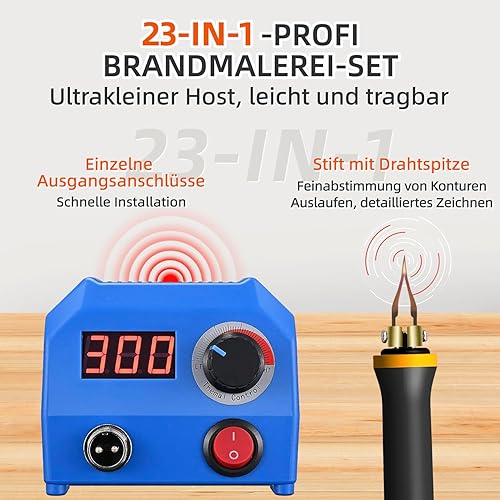 FIRElood LH20 Holzverbrennungsset, Pyrographie-Holzverbrennungswerkzeug-Set mit Brandmalerei-Maschine, 30 Drahtspitzen, abnehmbarer Holzverbrennungsstift, einstellbare Temperatur 250–700 ℃ - Cheap-Us