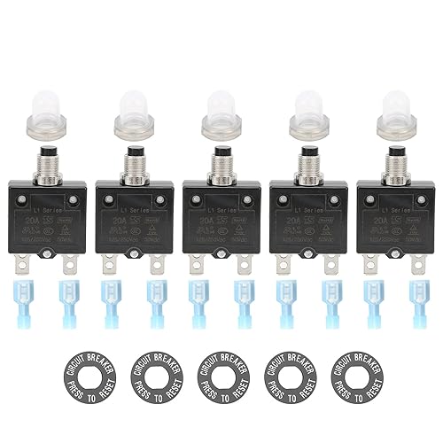 Thermischer Schutzschalter, 20A 125/250VAC Schutzschalter Druckknopfrückstellung Überlastschutzschalter mit Schnellanschlussklemmen Wasserdichter Kappendruckknopf - Cheap-Us