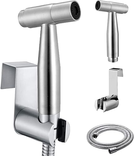 Handbrause für Bidet-Toilette, Badezimmer, mit Federschlauch, Wandhalterungs-Set, Closestool, Hockpfanne, Wasserblume, Bodenreinigungstuch, Windel für Badezimmer-Hygiene mit 150 cm Schlauch - Cheap-Us