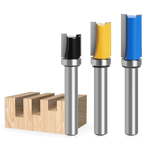 HWTONG 3 Stück bündigfräser 8mm, Kopierfräser Router Bit, für Bündigfräser Kugellager Oben, Trimm Carving Tool (3) - Cheap-Us