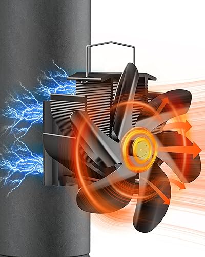 TITECK Kaminventilator Magnetisch, Ofenventilator Ohne Strom, 6 Blätter, Leiser Kamin Ventilator für Kaminofen/Kamin/Ofen/Holz/Ofenrohr - Cheap-Us