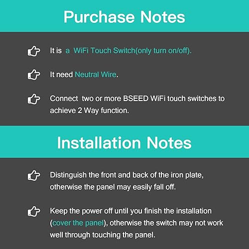 BSEED Smart Lichtschalter 1 Fach 1 Weg Wifi Smart Lichtschalter arbeitet mit  Alexa and Google Home,Touch Wandschalte Glas Touchscreen-schalter Weiß(Erforderlich NeutralDraht) - Cheap-Us